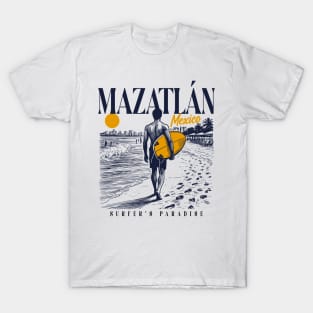 Vintage Surfing Mazatlan, Mexico // Retro Surfer Sketch // Surfer's Paradise T-Shirt